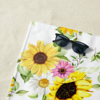 Serviette De Plage Tournesol d'aquarelle 7
