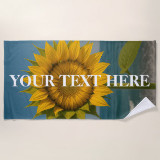 Serviette De Plage Tournesol personnalisé Texte personnalisé