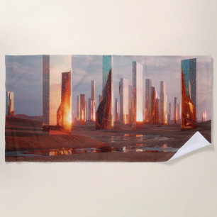 Serviette De Plage Tours Miroirs Surréalistes Futuristes Dans Le Dése