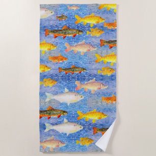 Serviette De Plage Tout un tas de poissons colorés dans le Sea Beach