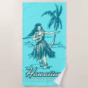Serviette De Plage Tradewinds Hawaiian Island Hula Girl - Turq