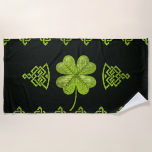 Serviette De Plage Trèfle irlandais de Quatre-feuille de shamrock