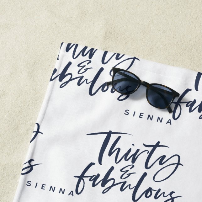 Serviette De Plage Trente et manuscrit personnalisé fabuleux de (En situation)
