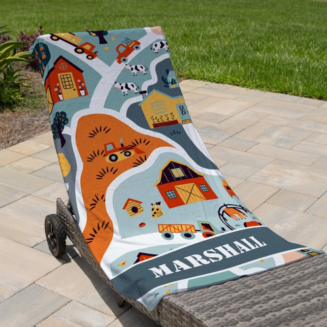 Serviette De Plage Très belle ferme moderne pour enfants tendance (Créateur téléchargé)