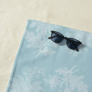 Serviette De Plage Très jolie fausse dentelle florale bleu clair blan