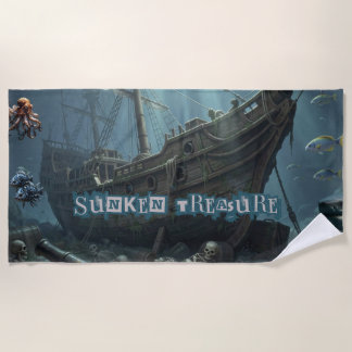 Serviette De Plage Trésor Pirate Vintage des Caraïbes