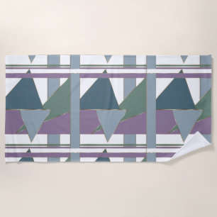 Serviette De Plage Triangle géométrique Motif bleu violet vert