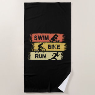 Serviette De Plage Triathlon - Course à vélo de natation