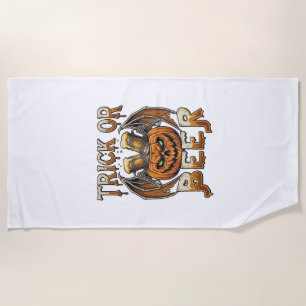 Serviette De Plage Trick Or Beer Halloween Citrouille Squelette Ailes