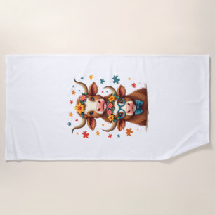 Serviette De Plage Trio de vaches Highland autisme vintage regardant