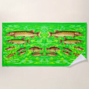 Serviette De Plage trop de poissons dans la mer