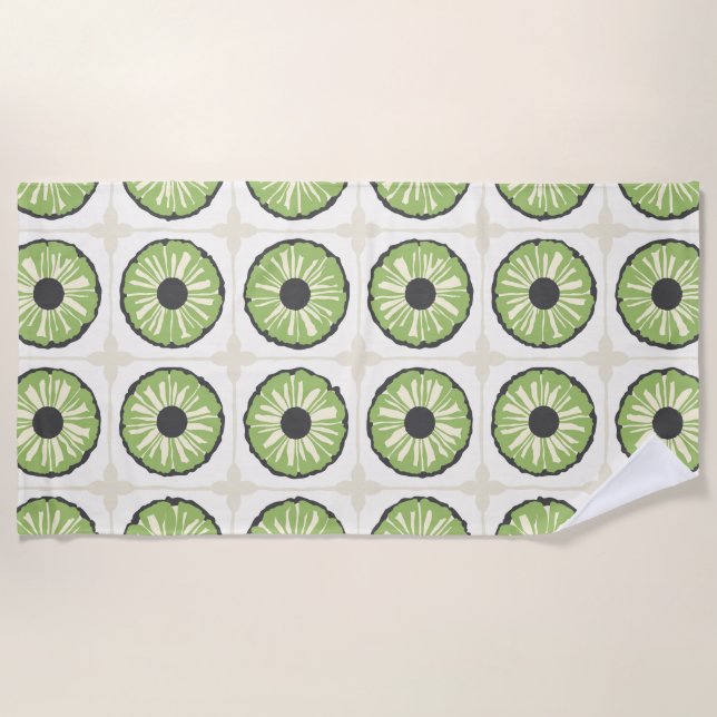 Serviette De Plage Tropic Slice vert feuille (Devant)