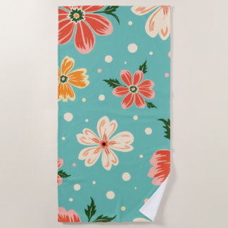 Serviette De Plage Tropical Blue Floral