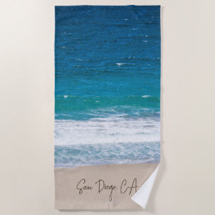 Serviette De Plage Tropical Blue Ocean Beach Waves Personnalisé