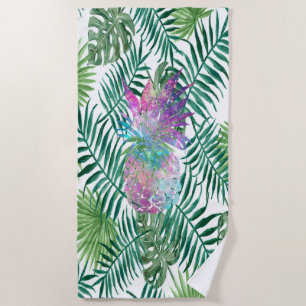 Serviette De Plage Tropical Exotique, Feuilles de Palmier, Ananas