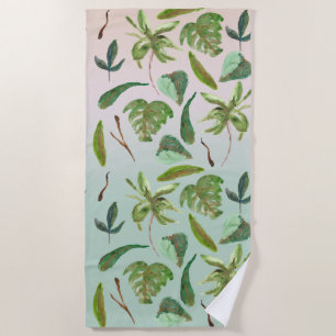 Serviette De Plage Tropical Gold Feuilles Vertes