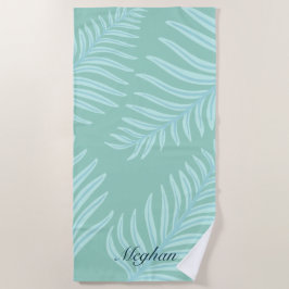 Serviette De Plage Tropical Pastel Feuilles Monogram Beach