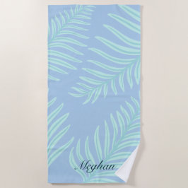 Serviette De Plage Tropical Pastel Feuilles Monogram Beach