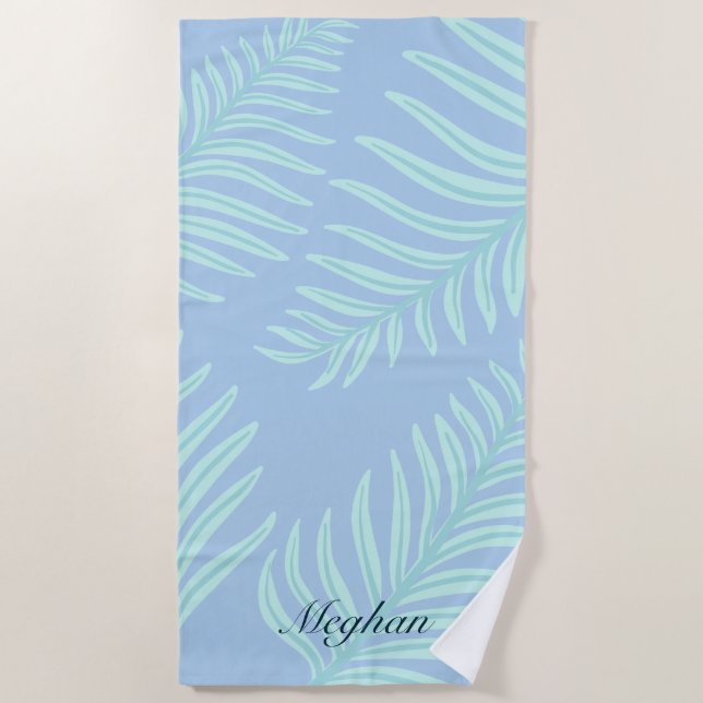 Serviette De Plage Tropical Pastel Feuilles Monogram Beach (Devant)