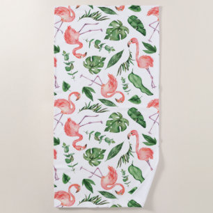 Serviette De Plage Tropical Pink Flamingo Pattern v2