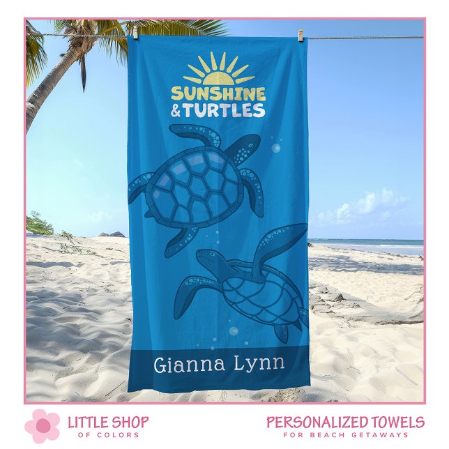Serviette De Plage Tropical Sea Turtles Personalized (Créateur téléchargé)