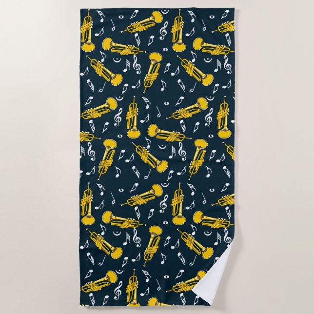 Serviette De Plage Trumpet Music Notes Motif (Devant)