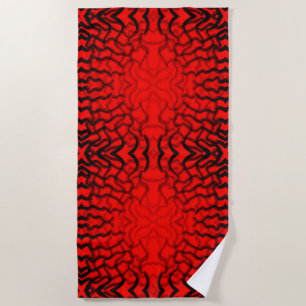 Serviette De Plage Tubulaire Noir Et Rouge