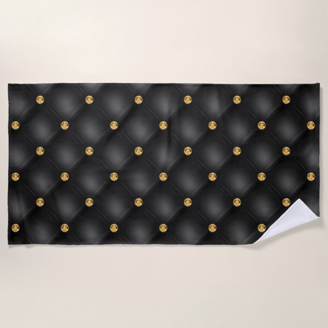 Serviette de plage Tufted Diamond en or noir (Devant)