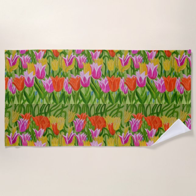 Serviette de plage Tulipes  (Devant)