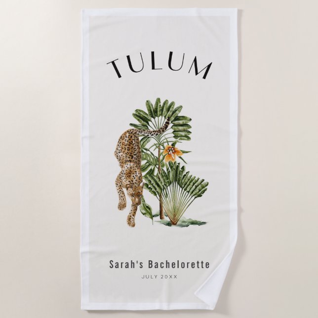 Serviette de plage Tulum Léopard Tropicale pour En (Devant)