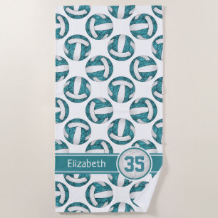 Serviette De Plage turquoise blanc volleyball sportive filles personn