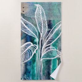 Serviette De Plage Turquoise Bleu & Turquoise Aquarelle Botanique Mod
