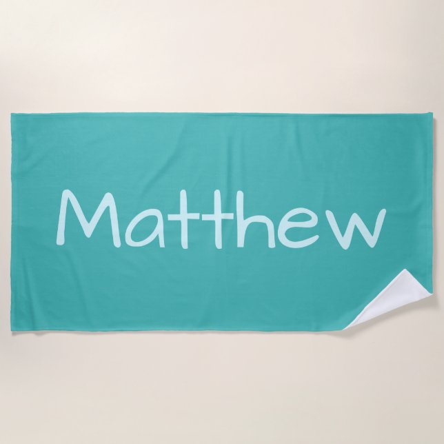 Serviette de plage Turquoise Custom Name (Devant)