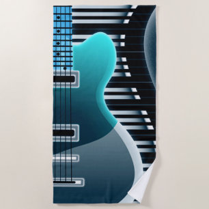 Serviette de plage turquoise de guitare électrique