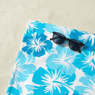 Serviette De Plage Turquoise florale hawaïenne de ketmie épique Aloha