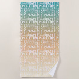 Serviette De Plage Turquoise Peach Gold White Peace Love