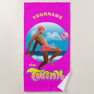 Serviette De Plage Twink Rose - Fierté LGBTQ+ Gay Personnalisé
