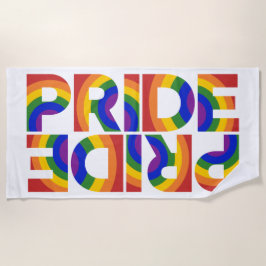 Serviette De Plage Typographie arc-en-ciel géométrique PRIDE Bold