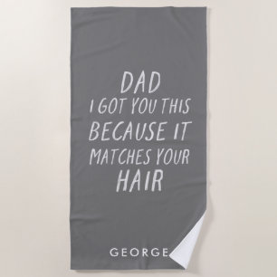 Serviette De Plage Typographie moderne drôle papa gris cheveux fête d