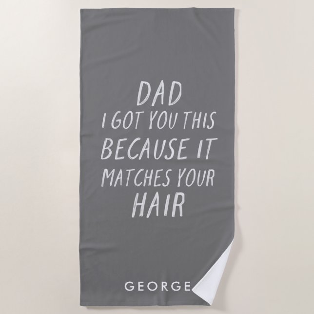 Serviette De Plage Typographie moderne drôle papa gris cheveux fête d (Devant)