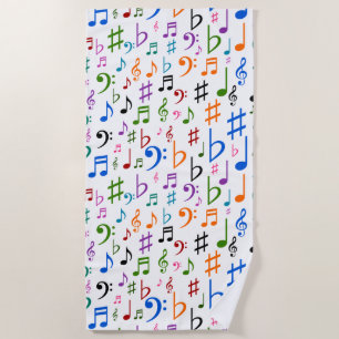 Serviette De Plage Un bon nombre de notes et de symboles colorés de