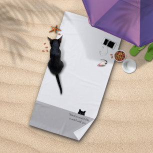 Serviette De Plage Un chat sournois aimerait un mot