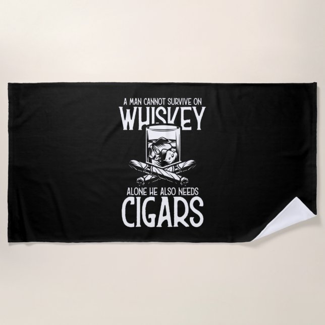 Serviette De Plage Un Homme Qui Aime Le Whiskey Et Le Cigar (Devant)