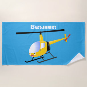 Serviette De Plage Un joli hélicoptère de dessin animé jaune