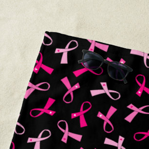 Serviette De Plage Un joli Motif à ruban pour cancer du sein rose