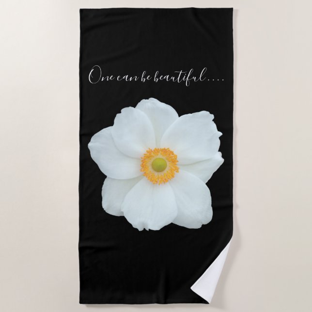 Serviette De Plage Une Fleur Blanche Un Peut Être Beau Monogramme (Devant)