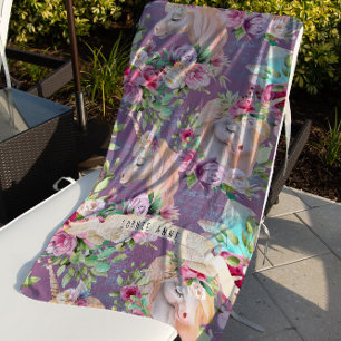 Serviette De Plage Unicorn Beach Towel   Floral Pattern