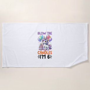 Serviette De Plage Unicorn Enfants 6e fête d'anniversaire garçon 6 an