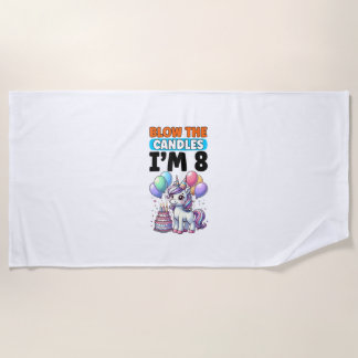 Serviette De Plage Unicorn Enfants 8e anniversaire fête garçon 8 ans