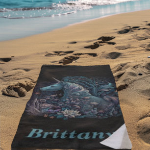 Serviette De Plage Unicorne mystique - Forêt d'Imaginaires personnali